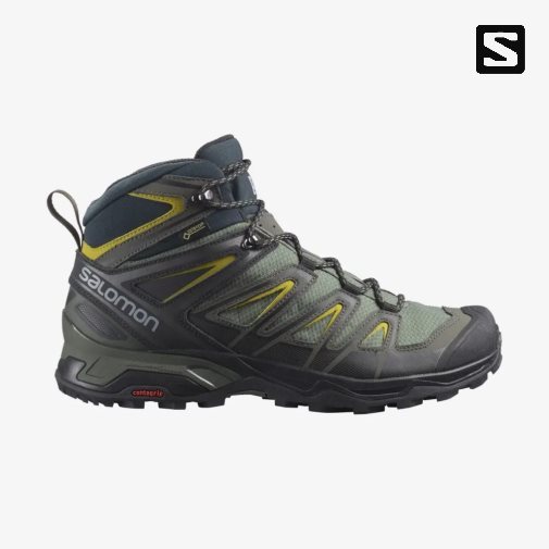 Olive Salomon X Ultra 3 Mid GTX Men's Hiking Boots | PH 25614C